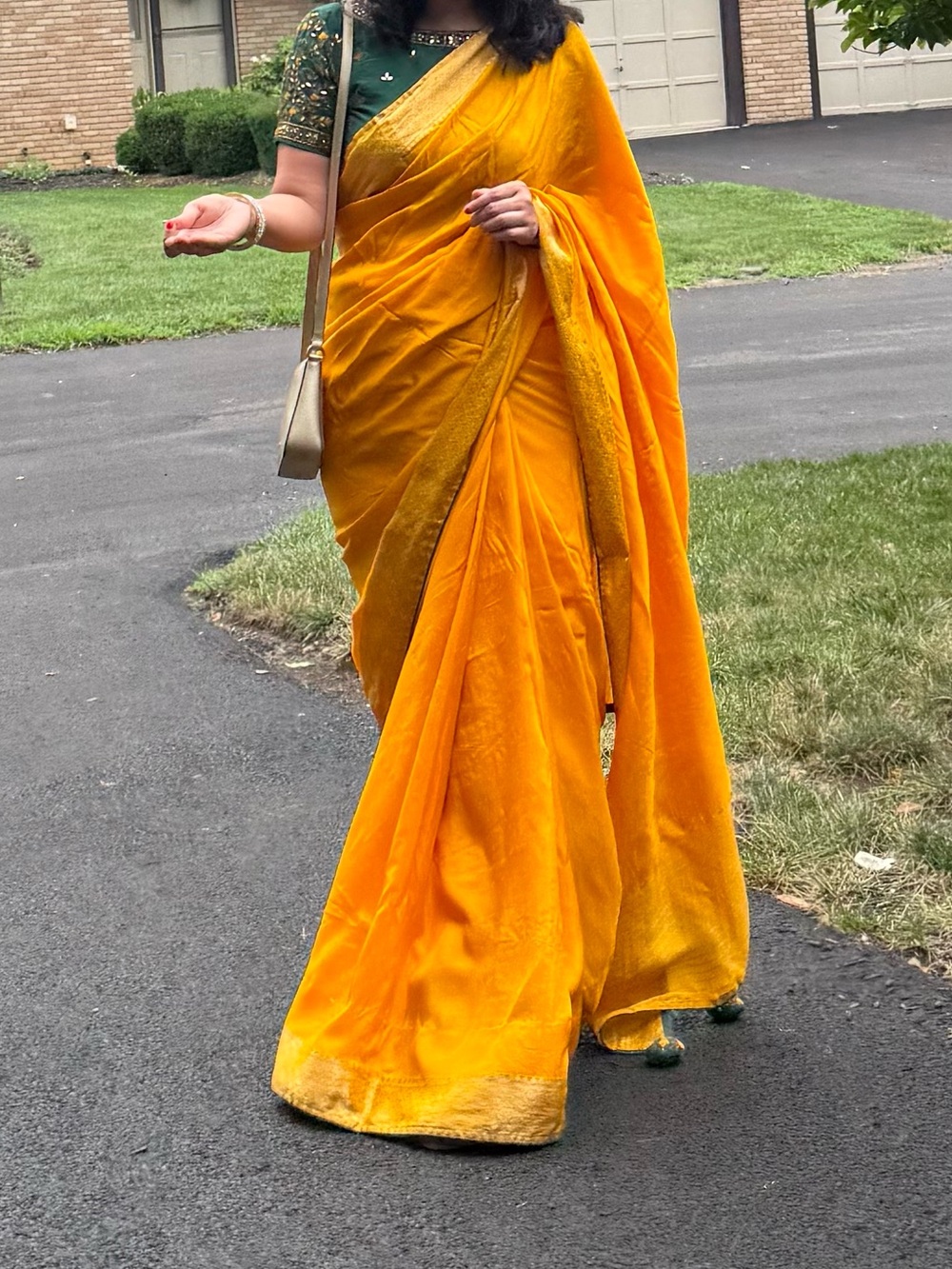 Bright Yellow Women's Saree Skirt - Vibrant Yellow Indian Saree